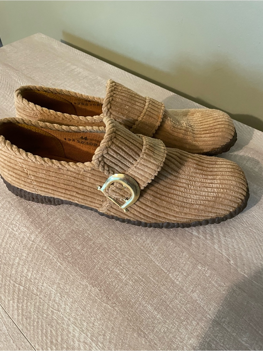 Vintage Andre corduroy mens shoes 80s rubber outsole groovy retro tan sz 11